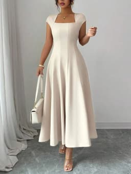 2026 Fashion Elegant Evening Dress A-line Dresses For Woman Party Wedding Vestidos Temperament Short Sleeves Solid Color Banquet
