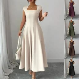 2026 Fashion Elegant Evening Dress A-line Dresses For Woman Party Wedding Vestidos Temperament Short Sleeves Solid Color Banquet