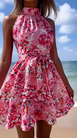 Women Casual Sleeveless Ruffles Slim Waist Floral Print Dress for Summer 2026 Elegant Dresses for Woman Valentine's Day
