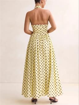 Polka Dot Halter Neck Maxi Dress Women's Summer Sleeveless Dress Beach Party Casual Going Out Dress Elegant A Line Fit Sundress