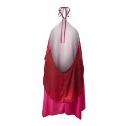 Women Ruffles Halter Neck Mini Dress Summer Mock Neck Open Back Tiered Dress Y2K Backless Mesh Layered Going Out Dresses