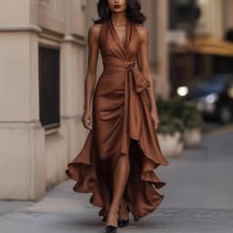 Summer Women's Tank Top Dress High Waist Irregular Elegant V-neck Ruffled Slit Evening Fashion Female's Long Dress