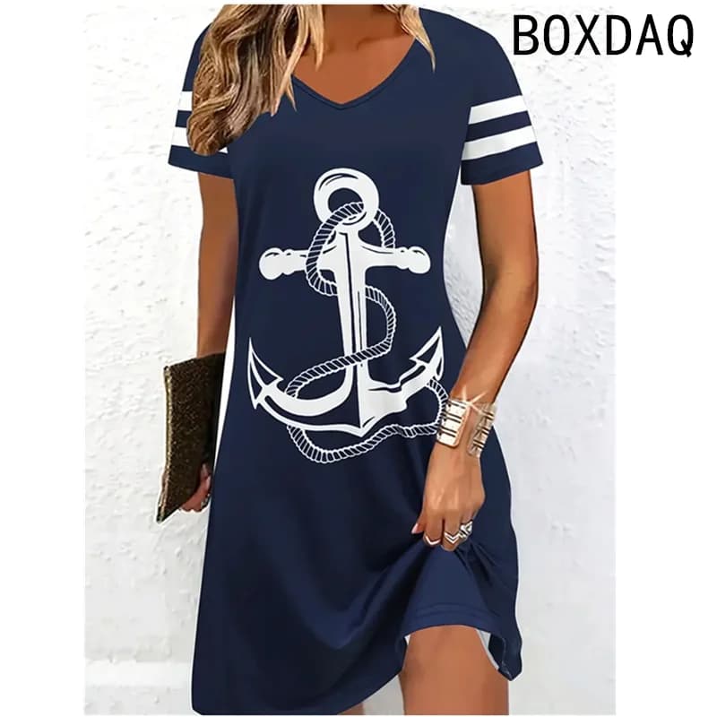 Women Dress Summer Short Sleeve O-Neck Casual Loose A-Line Dress Big Size 3XL Female 3D Striped Printing Elegant Vintage Dresses