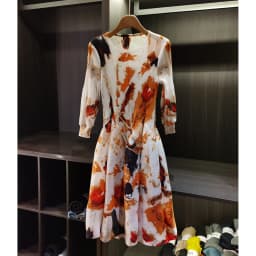 LANMREM Spring New Oil Painting Print Ruched Dress Women's Beach Vacation Platycodon French Long Dress Fairy Style