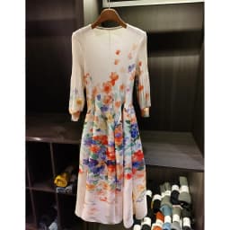 LANMREM Spring New Oil Painting Print Ruched Dress Women's Beach Vacation Platycodon French Long Dress Fairy Style
