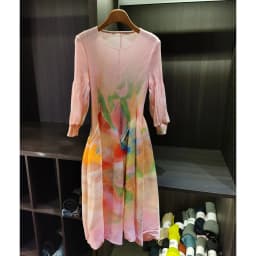 LANMREM Spring New Oil Painting Print Ruched Dress Women's Beach Vacation Platycodon French Long Dress Fairy Style