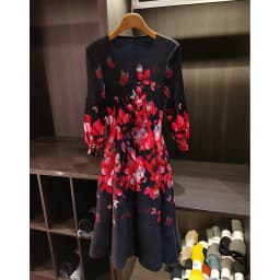 LANMREM Spring New Oil Painting Print Ruched Dress Women's Beach Vacation Platycodon French Long Dress Fairy Style
