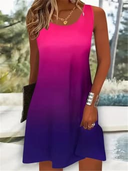 Women Tie-dye Gradient Streetwear Mini Dresses Summer Sleeveless 3D Printing Ladies A-Line Dress 3XL Plus Size Casual Dress