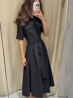 Elegant Short Sleeve Lapel Midi Dress For Women Chic Solid Single Breasted Waist Long Dress Lady Holiday Evening Party Vestidos