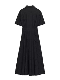 Elegant Short Sleeve Lapel Midi Dress For Women Chic Solid Single Breasted Waist Long Dress Lady Holiday Evening Party Vestidos