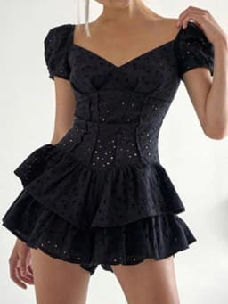 Sexy Hollow Black White Mini Summer Dress Women Elegant Backless Tierred Birthday Dress New Short Evening Party Dresses Vestidos