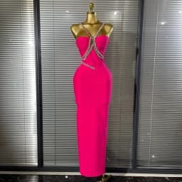 Women Sexy Sleeveless Luxury Rhinestone Maxi Long Bodycon Bandage Dressed Birthday Party Elegant Knitted Bodycon Clothing