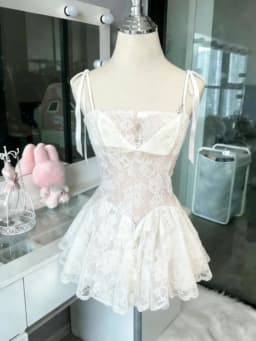 French Style Sweet Cute Polka Dot Splicing Dress Lace Bow Korean Fashion Dresses New Design Slim Waist Lady Y2k Mini Dress