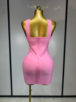 Women Sexy Backless Pink Bodycon Mini Bandage Dresses Elegant Evening Party Luxury Birthday Nightclub Cocktail Prom Gown