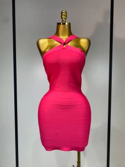 Women Sexy Backless Pink Bodycon Mini Bandage Dresses Elegant Evening Party Luxury Birthday Nightclub Cocktail Prom Gown