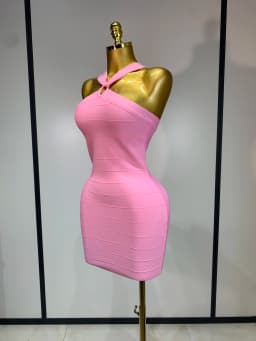 Women Sexy Backless Pink Bodycon Mini Bandage Dresses Elegant Evening Party Luxury Birthday Nightclub Cocktail Prom Gown