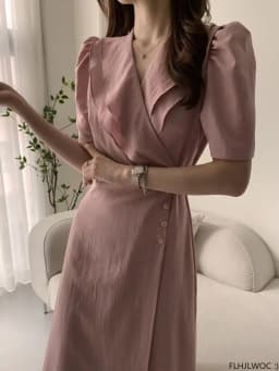 South Korea Chic Midi Dress Women Summer Japan Style Retro Vintage Design Ruffles Pink One-Piece Lace-Up Dress FLHJLWOC Vestidos