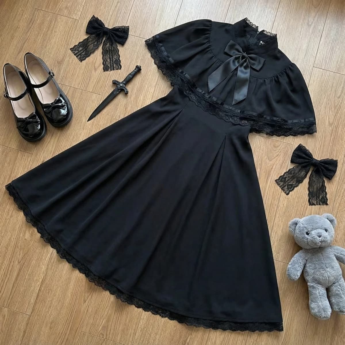 Gothic Y2K Summer Slim Lace Dress Women High Street Vintage Bow Thin Black Dresses Female Fashion Design 2026 Solid Outfits