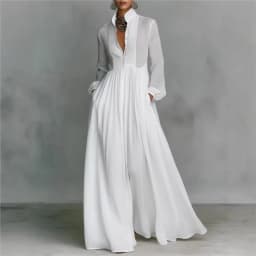 Women's Elegant Single Breasted Long Dress 2026 French High Waist Solid Pockets Pleated Maxi Evening Dress
