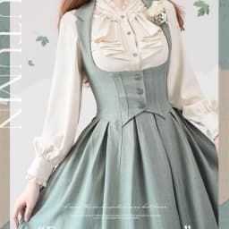 Forest Wardrobe Spring Autumn Classic Lolita Bustier Dress Vintage Elegant Style High Waist A Line Long Sleeve One Piece Dress