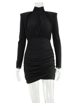 Solid Dresses For Women Fashion Sexy Streetwear Long Sleeves Turtleneck Sheath Mini Vestidos Robes Female Slim Fit Partywear