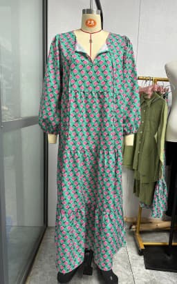 Ladies' Floral Print Bohemian Vacation Long Sleeve Thin Dress Harajuku Loose V-Neck Fashion Summer Beach Comfy Dress