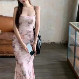 Pure Desire Floral Print Sexy Strap Dr Women Summer Waist Cinch Ba Tie Wrap Long Skirt Retro High Waist Polyester Dr