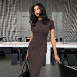 Elegant Women's Knitted Dress O-Neck Short Sleeve Solid Hip Package Lady Long Dresses 2026 Summer Fall Fashion Female Vestidos