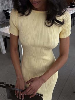 Elegant Women's Knitted Dress O-Neck Short Sleeve Solid Hip Package Lady Long Dresses 2026 Summer Fall Fashion Female Vestidos