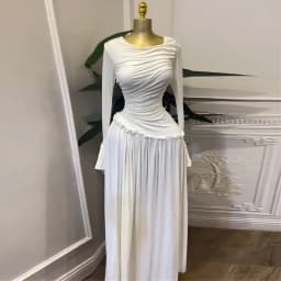 CM.YAYA Women Full Sleeve O-neck Elegant Long Dress Edible Tree Fungus Sweet Holiday Beach Evening Sexy Party Dresses Vestidos