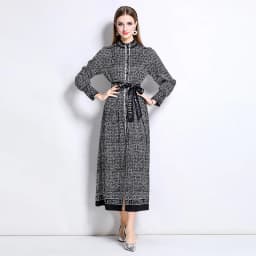 AIMEILI Women Autumn Elegant Dress Shirt Female High Quality Vintage Yellow Party Robe Femme Lantern Sleeve Designer Vestidos