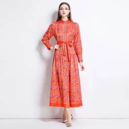 AIMEILI Women Autumn Elegant Dress Shirt Female High Quality Vintage Yellow Party Robe Femme Lantern Sleeve Designer Vestidos