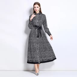 AIMEILI Women Autumn Elegant Dress Shirt Female High Quality Vintage Yellow Party Robe Femme Lantern Sleeve Designer Vestidos