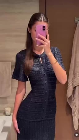 Spring Summer Fashion Temperament Knitted Dress Women Elegant Hollow Out Short Sleeve O-neck Single Breasted Long Robe Ladies