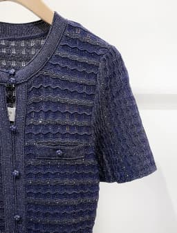 Spring Summer Fashion Temperament Knitted Dress Women Elegant Hollow Out Short Sleeve O-neck Single Breasted Long Robe Ladies