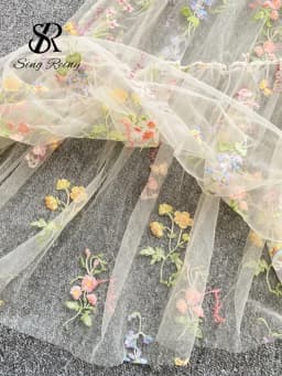 SINGREINY Holiday Floral Embroidery Long Dress 2026 Women O Neck Sleeveless Loose Irregular Summer French Mesh Bohemian Sundress