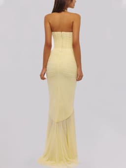 Yellow V Neck Halter Mermaid Maxi Dress Women's Sleeveless Ruffle Slit Long Dress 2026 Elegant Wedding Guest Evening Party Robes