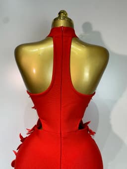 Women Sexy Sleeveless Flower Hollow Out Evening Party Bandage Dresses Red Knitted Bodycon Birthday Wedding Guest Clothing