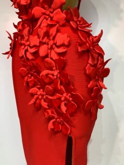 Women Sexy Sleeveless Flower Hollow Out Evening Party Bandage Dresses Red Knitted Bodycon Birthday Wedding Guest Clothing