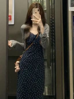 Floral Print Halter Dress Women's mid High Waist A-Line Skirt Korean Style Autumn New Arrival Short plus Size Beautiful Korea...