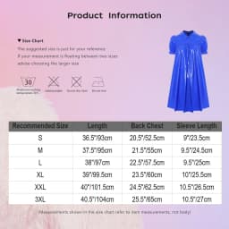 Womens Waterproof Vinyl Sleep Dress Puff Short Sleeve Empire Waist Lapel Dress Nightgown for Regency Victorian Cosplay Party