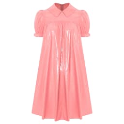 Womens Waterproof Vinyl Sleep Dress Puff Short Sleeve Empire Waist Lapel Dress Nightgown for Regency Victorian Cosplay Party