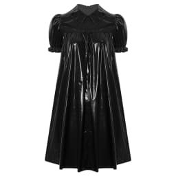 Womens Waterproof Vinyl Sleep Dress Puff Short Sleeve Empire Waist Lapel Dress Nightgown for Regency Victorian Cosplay Party