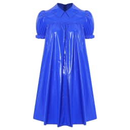 Womens Waterproof Vinyl Sleep Dress Puff Short Sleeve Empire Waist Lapel Dress Nightgown for Regency Victorian Cosplay Party