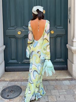 Sexy Print Backless Long Dress Women Round Neck Full Flare Sleeve Bodycon Dresses 2026 Summer Beach Lady Ankle-length Robes