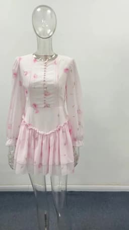 Print Shoulder Pad Waist Cinching Short Dress Women Sexy O-neck Lantern Long Sleeve Cascading Ruffle Slim Dresses Chic Partywear