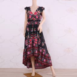 Customizable Duzeala 2022 New Women Summer Boho Beach Maxi Dress Sexy V Neck Vintage Print Long Dresses Casual Sundress Dress
