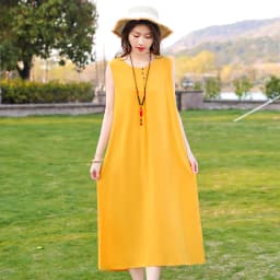 New Fashion Casual Style 2026 Summer Dresses For Women V-neck Cotton Robe Femme Vintage A-line Solid Dress Women Clothing