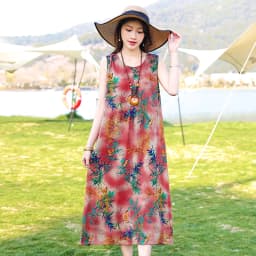 New Fashion Casual Style 2026 Summer Dresses For Women V-neck Cotton Robe Femme Vintage A-line Solid Dress Women Clothing