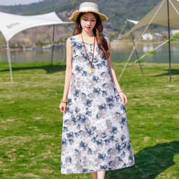 New Fashion Casual Style 2026 Summer Dresses For Women V-neck Cotton Robe Femme Vintage A-line Solid Dress Women Clothing